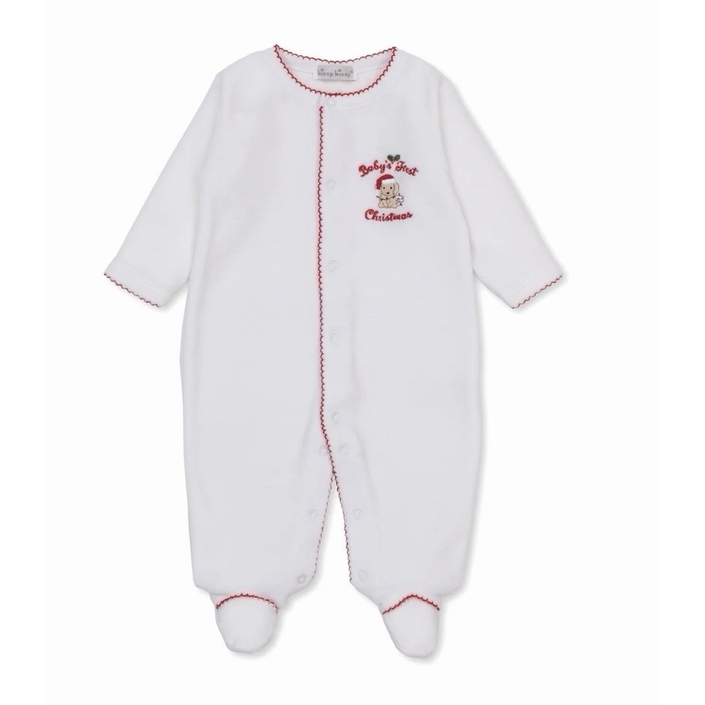 Kissy Kissy Baby's First Christmas Footie 6-9M 100% Pima Cotton White Red